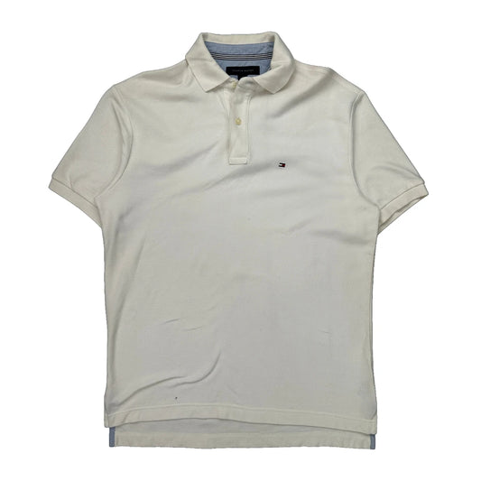 Tommy Hilfiger Polo Shirt - Medium White Cotton