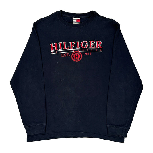 Tommy Hilfiger Spellout Long Sleeve T-Shirt - Medium Black Cotton