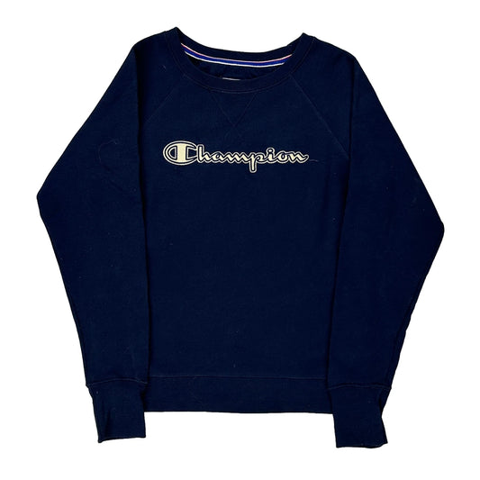 Champion Spellout Sweatshirt - XS Navy Cotton