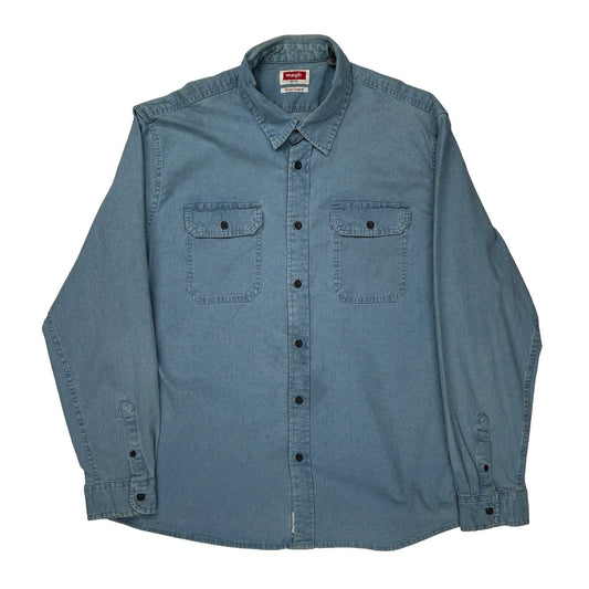 Wrangler Denim Shirt - Large Blue Cotton