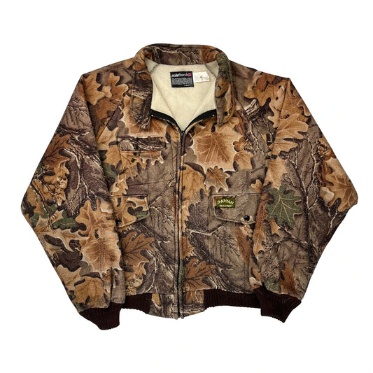 Made In USA< Polar Fleece Realtree Camo Fleece Jacket - XL Brown Polyester