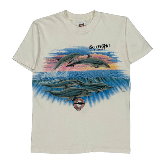 Sea World Florida Anvil Graphic T-Shirt - Small White Cotton