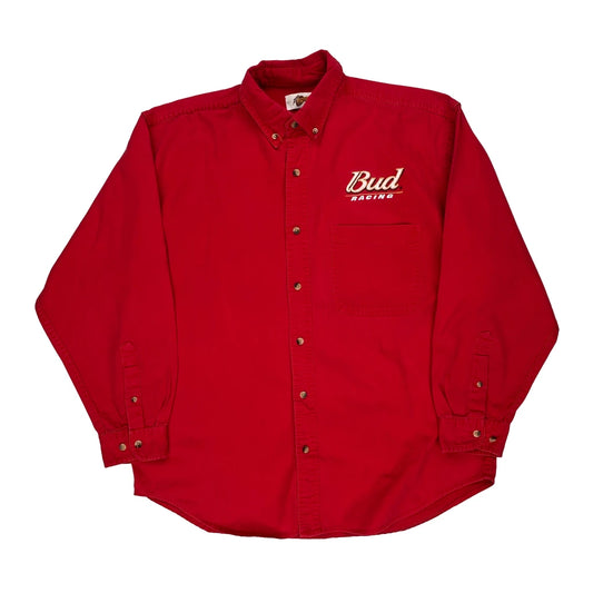 Bud Racing Winners Circle Nascar Shirt - Large Red Cotton