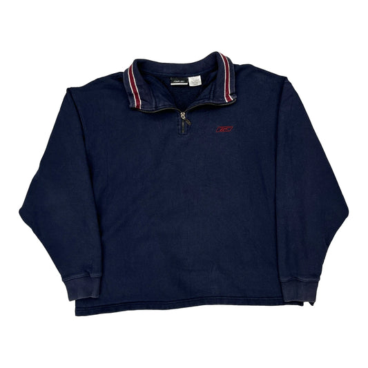 Reebok Collared 1/4 Zip - Large Navy Cotton Blend