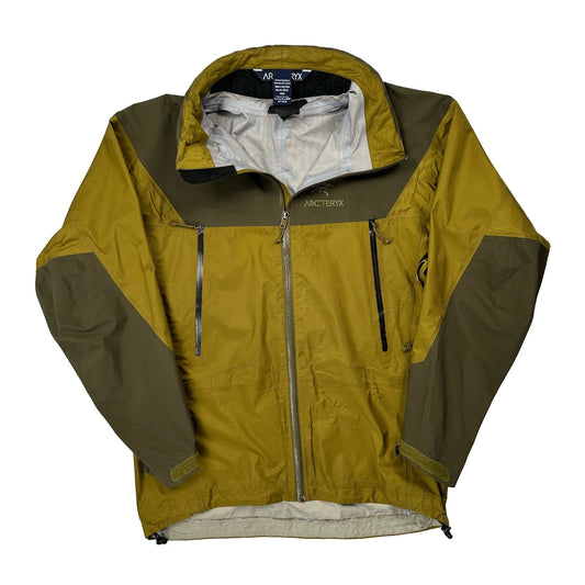 Made In Canada Arc''Teryx Goretex Alpha Waterproof Jacket - Medium Yellow Nylon