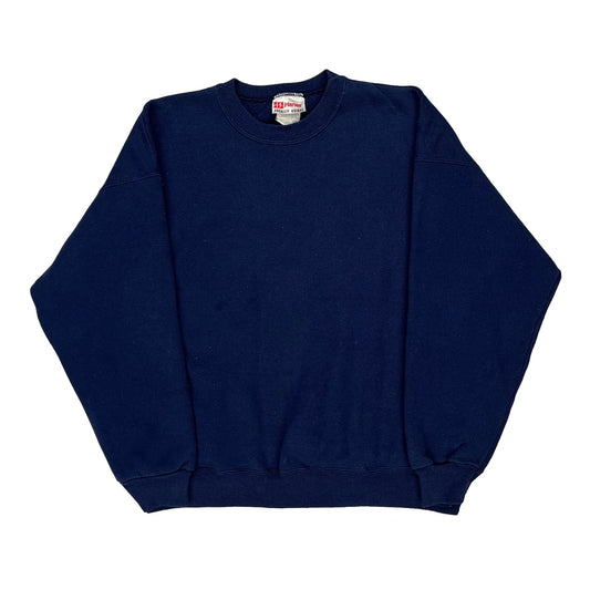 90S Blank Made In USA Hanes Sweatshirt - XL Navy Cotton Blend