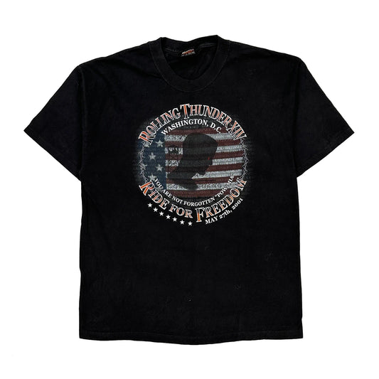 Harley Davidson Graphic T-Shirt - Large Black Cotton