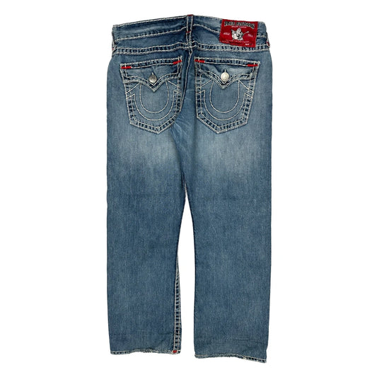 True Religion Contrast Stitch Jeans - 36W 30L Blue Cotton