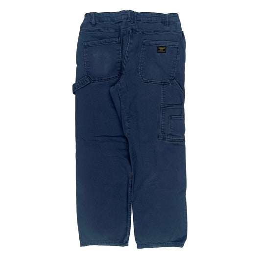 Cat Double Knee Carpenter Trousers - 30W 28L Blue Cotton