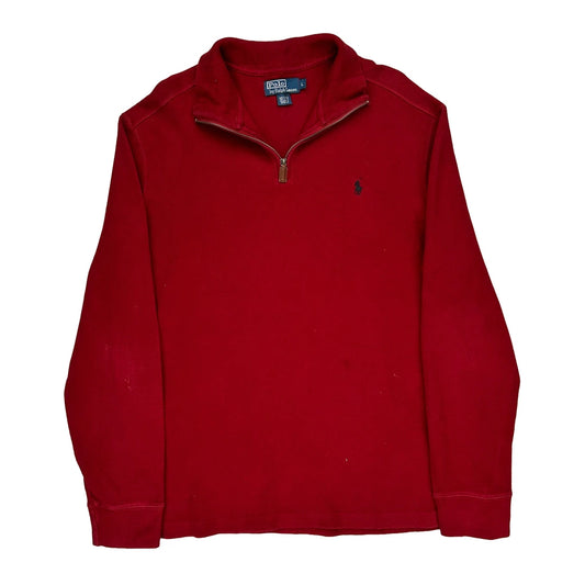 Polo By Ralph Lauren 1/4 Zip - Large Red Cotton