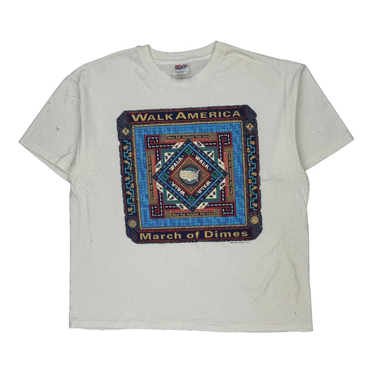 March Of Dimes Hanes Single Stitch T-Shirt - XL White Cotton Blend