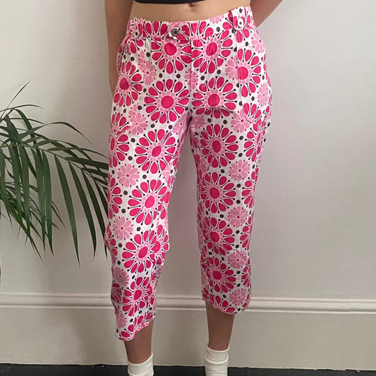 Vintage pink Cropped Dolce & Gabbana Trousers - womens 32" waist