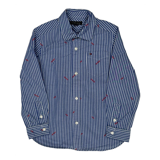 Vintage Age 6-7 Tommy Hilfiger Striped Shirt - Small Blue Cotton