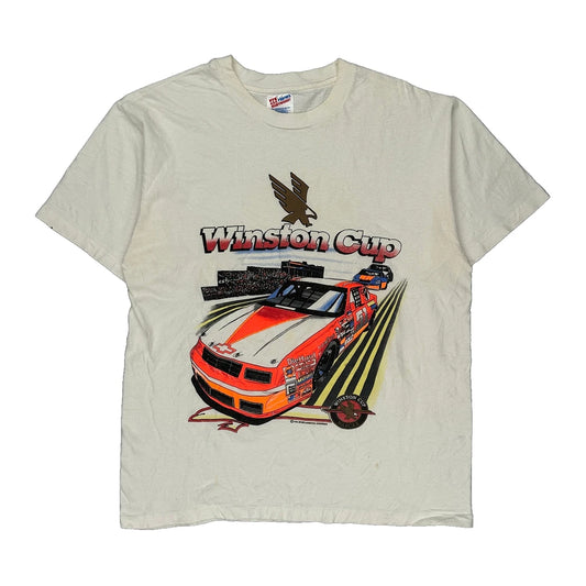 Single Stitch Winston Cup Hanes Graphic T-Shirt - Large Cream Cotton