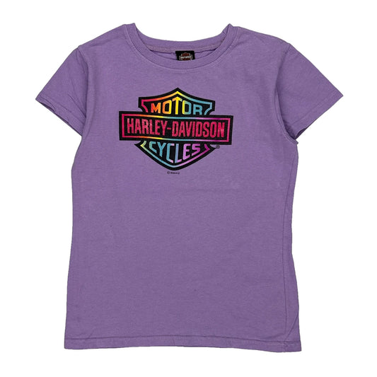 Age 10-12 Harley Davidson T-Shirt - Medium Purple Cotton