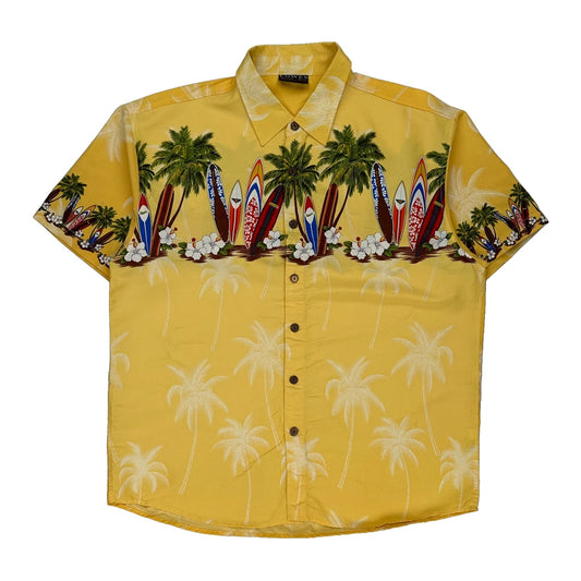 Lowes Graphic Hawaiian Shirt - 2XL Yellow Polyester