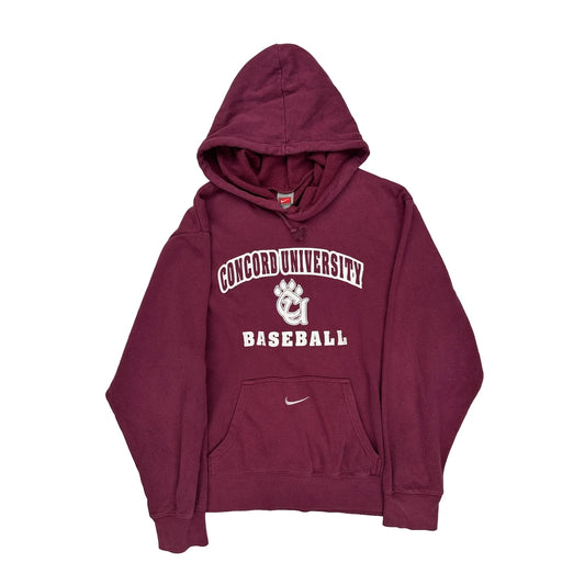 Nike College Hoodie - Large Burgundy Cotton Blend