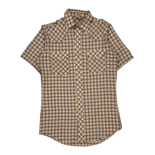 Lee Checked Short Sleeve Shirt - Small Beige Polyester Blend