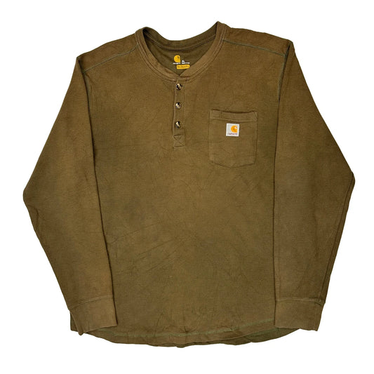 Carhartt Long Sleeve T-Shirt - XL Khaki Cotton