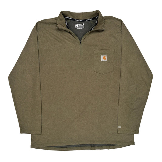 Carhartt 1/4 Zip - XL Brown Cotton Blend