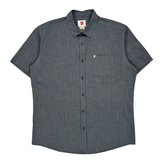 Quiksilver Short Sleeve Shirt - Large Grey Cotton