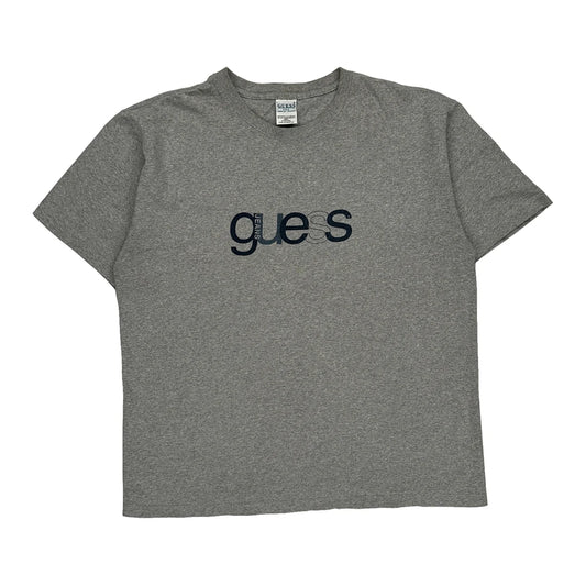 Guess Spellout T-Shirt - Large Grey Cotton