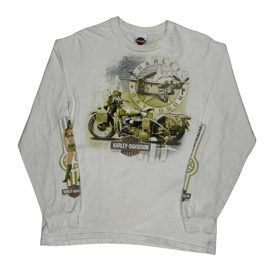 Santa Clarita, Ca Harley Davidson Graphic Long Sleeve T-Shirt - XL White Cotton