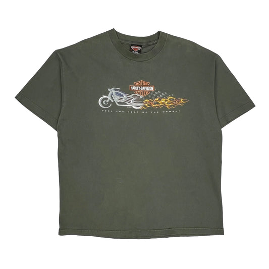 Savannah Harley Davidson Graphic T-Shirt - XL Green Cotton