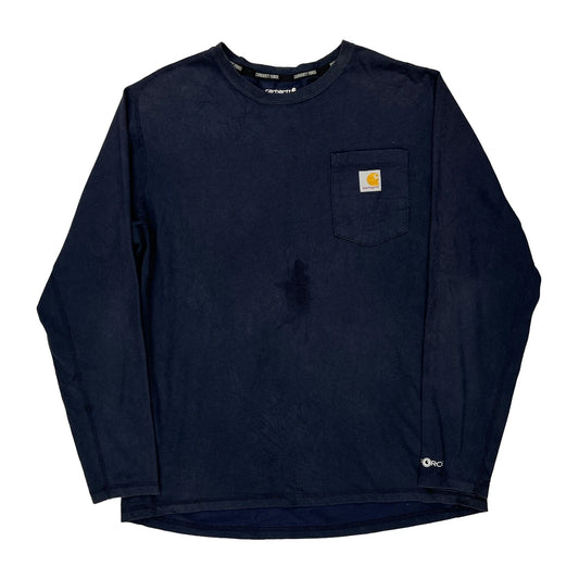 Force Carhartt Long Sleeve T-Shirt - Large Navy Cotton