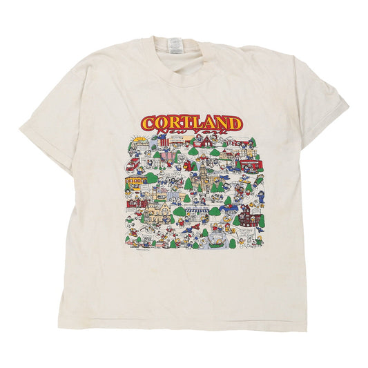 Vintage white Cortland New York Fruit Of The Loom T-Shirt - mens x-large