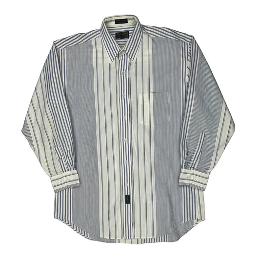 Chaps Ralph Lauren Striped Shirt - Large Blue Cotton