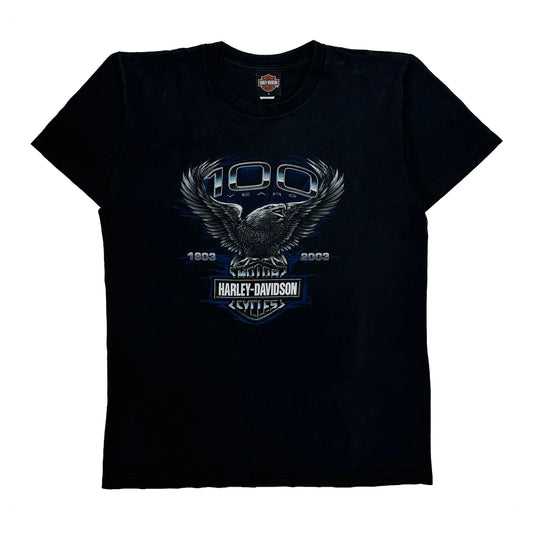 Vintage Chicago Harley Davidson Graphic T-Shirt - Large Black Cotton