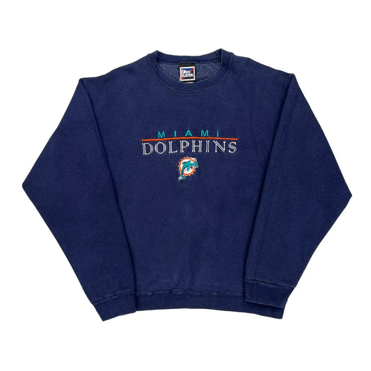 Miami Dolphins Pro Player Nfl Sweatshirt - Large Navy Cotton Blend