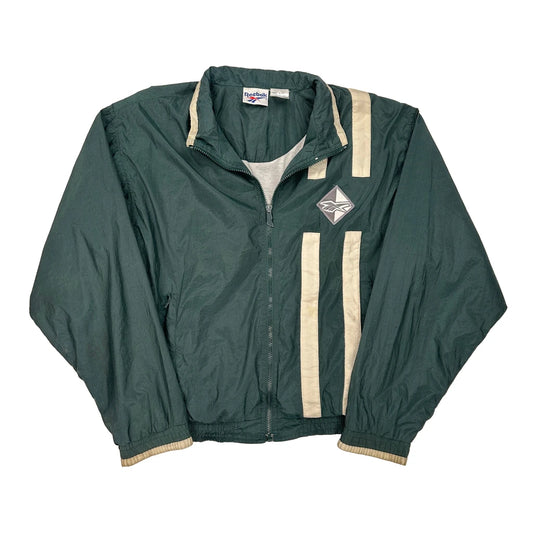 Reebok Striped Windbreaker - Medium Green Nylon