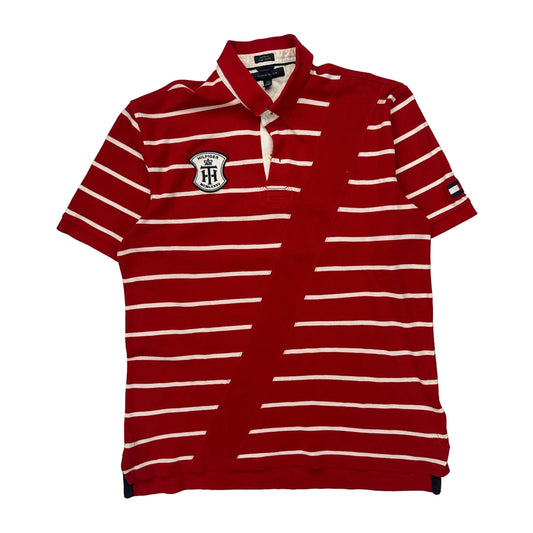 Tommy Hilfiger Striped Polo Shirt - 2XL Red Cotton