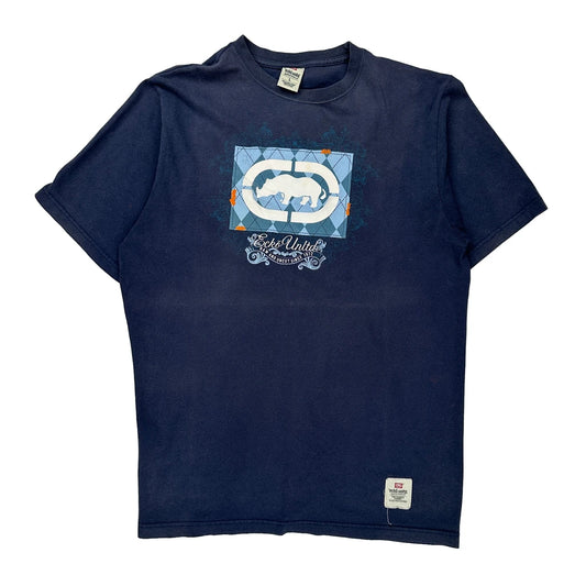 Ecko Unltd Graphic T-Shirt - Large Navy Cotton