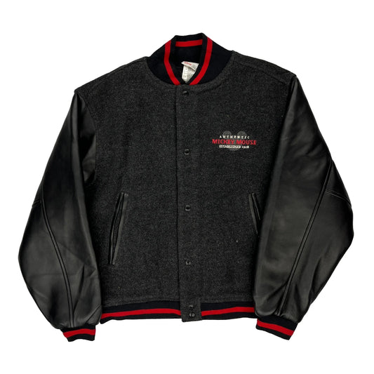 Mickey Mouse Disney Graphic Varsity Jacket - Small Black Polyester Blend