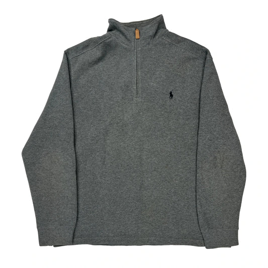 Polo By Ralph Lauren 1/4 Zip - Large Grey Cotton
