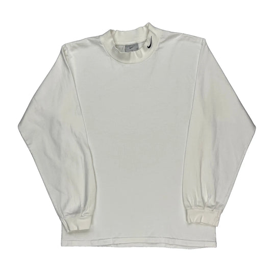 Nike Long Sleeve T-Shirt - Medium White Cotton