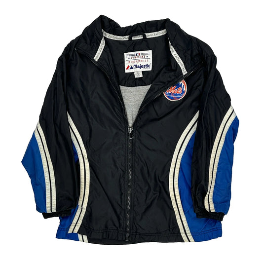 Age 8 Mets Majestic Windbreaker - Small Black Polyester