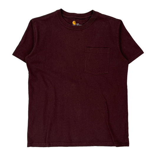 Carhartt T-Shirt - Small Burgundy Cotton