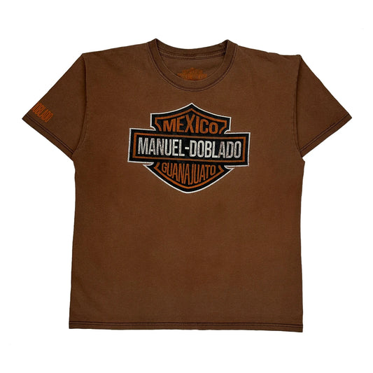 Mexico Manuel-Doblado Guanajuato Harley Davidson T-Shirt - Large Brown Cotton