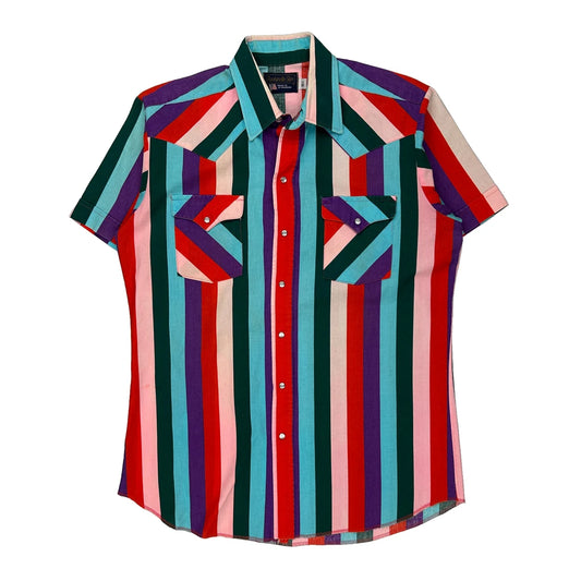Panhandle Slim Striped Short Sleeve Shirt - Large Multicoloured Cotton