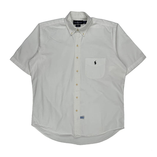 Vintage Ralph Lauren Short Sleeve Shirt - Medium White Cotton