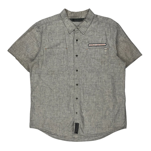 Harley Davidson Slim Short Sleeve Shirt - XL Grey Cotton