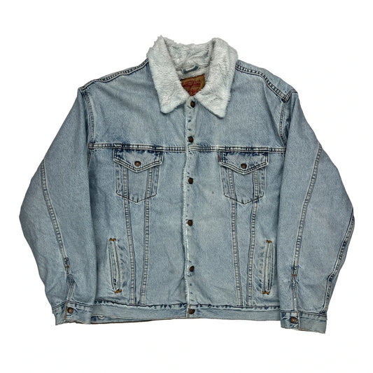 Fleece Lined Levis Denim Jacket - XL Light Wash Cotton