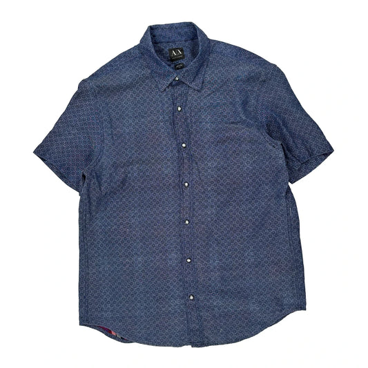 Armani Exchange Short Sleeve Shirt - Medium Blue Cotton