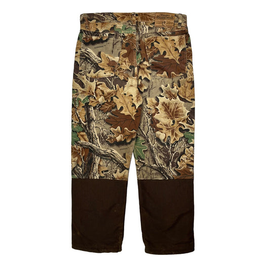 Rugged Wear Wrangler Camo Cargo Trousers - 34W 29L Green Cotton