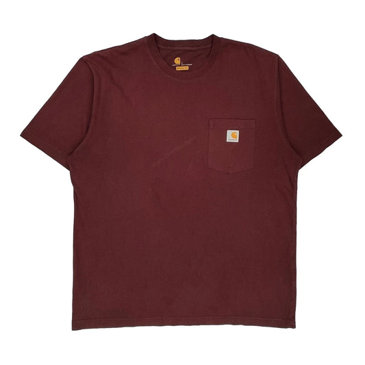 Carhartt T-Shirt - Large Burgundy Cotton