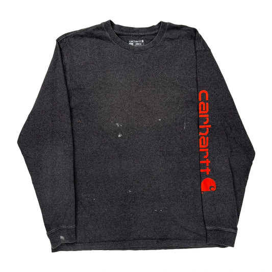 Carhartt Long Sleeve T-Shirt - Large Grey Cotton